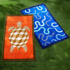 Turtle Beach Towel - Gold & Orange Geometric