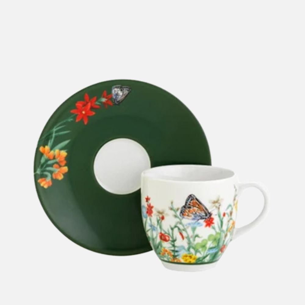 Jardin De Papillons Espresso Cup & Saucer, 90ml