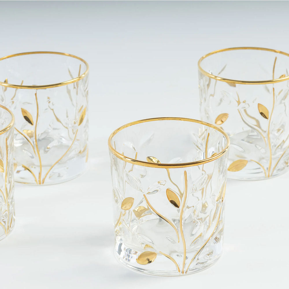 Gold Crystal Tumbler Glasses - Set of 4