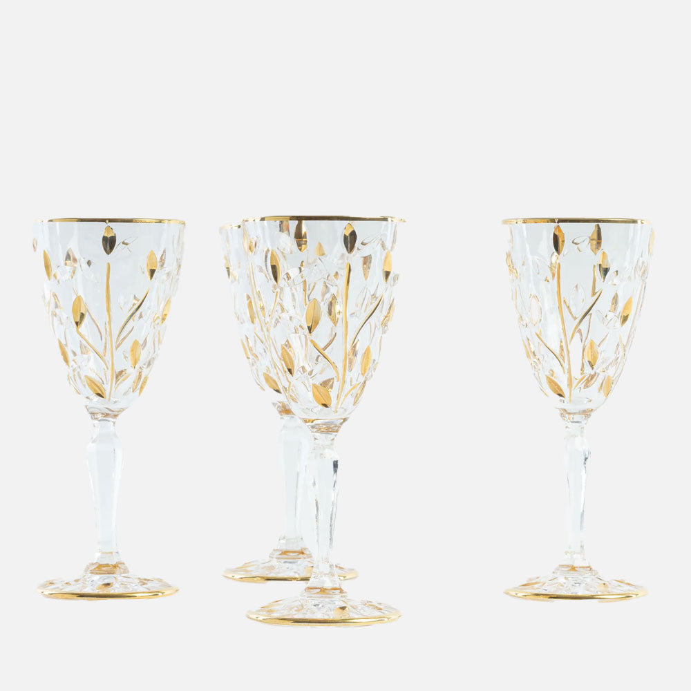 Gold Crystal Flute Glass – Set of 4