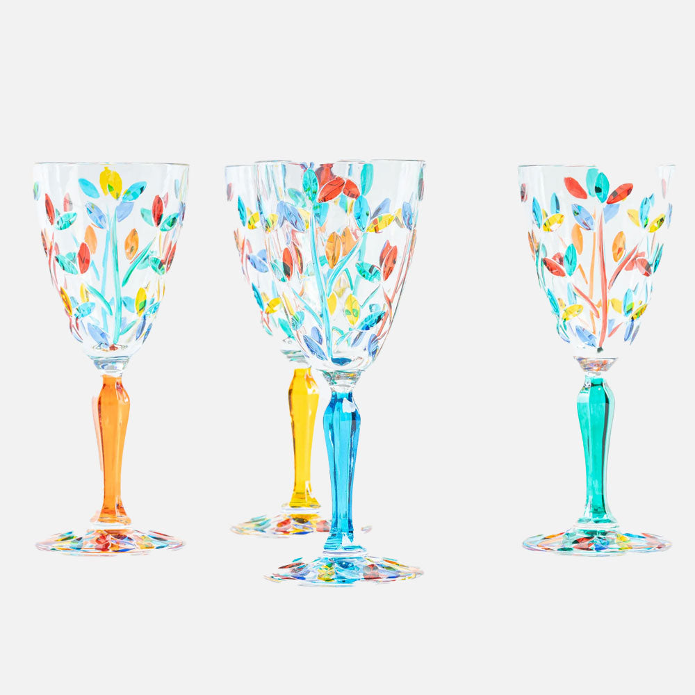 Multicoloured Crystal Wine Goblets - Set of 4
