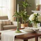 Green Palm Hand-Painted Ceramic Candelabra – 35 cm