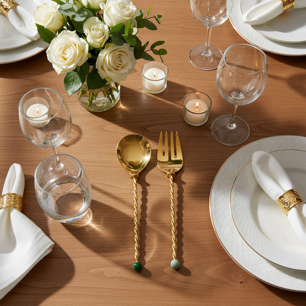 Torchon Salad Cutlery Set – Gold, 31 cm