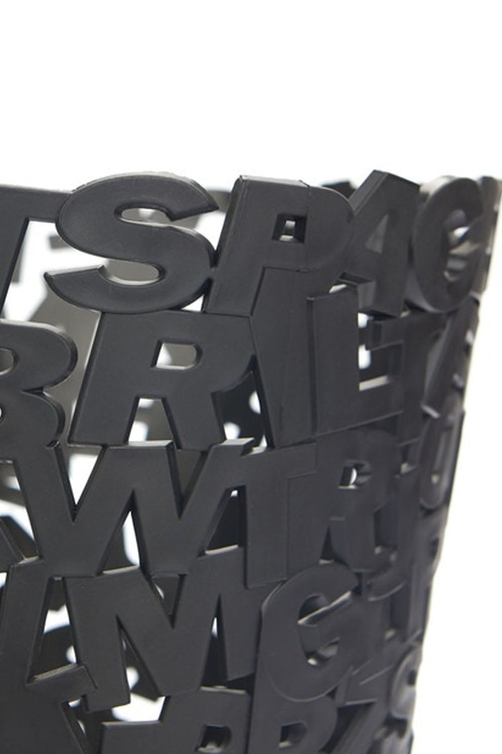 Letters Plastic Wastebasket, Black