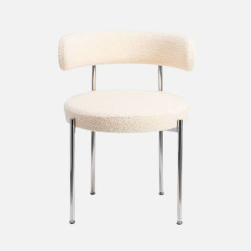 Libera Chair — Cream White Curly Wool & Chromed Metal