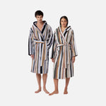 Curt Chevron Cotton Hooded Bathrobe - Multicolor