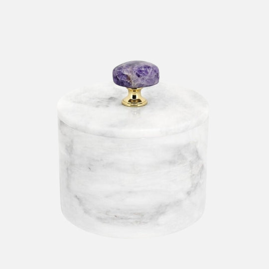 Luxury Marble Box with Amethyst Handle