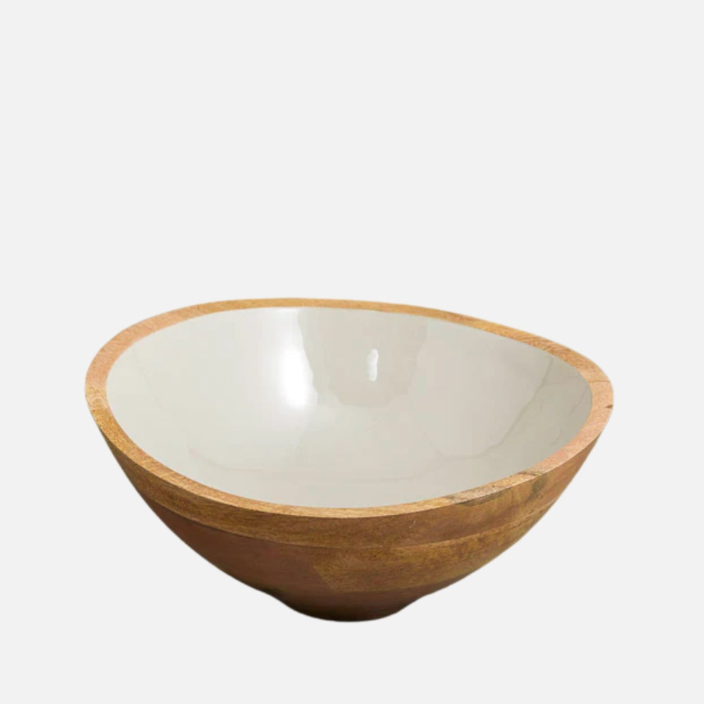 Madras Large Mango Wood Bowl – Taupe