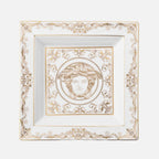 Medusa Gala Dish – White & Gold Porcelain Square Plate, 22 cm