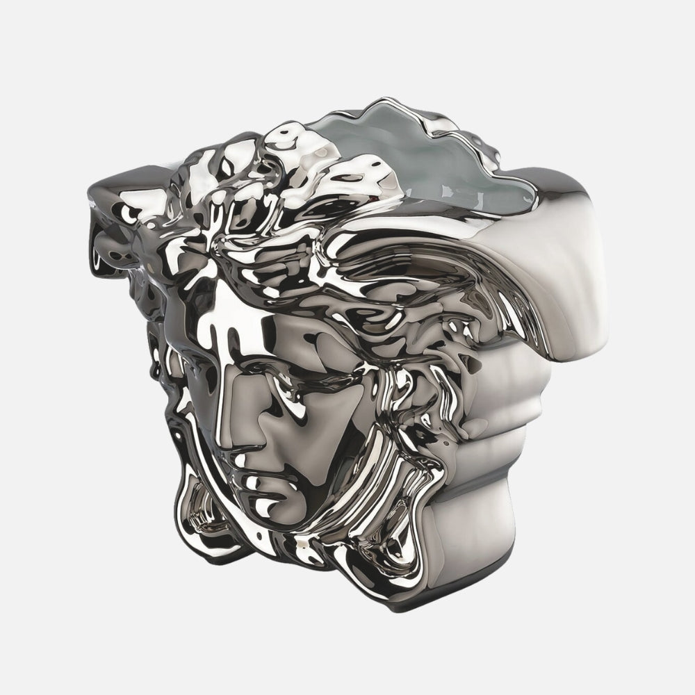 Medusa Grande Vase – Silver Porcelain, 21 cm