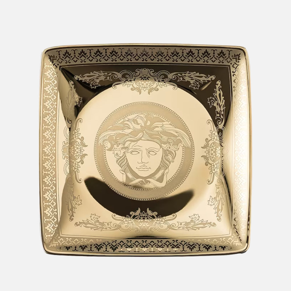 Medusa Square Bowl – 12 cm Gold Porcelain