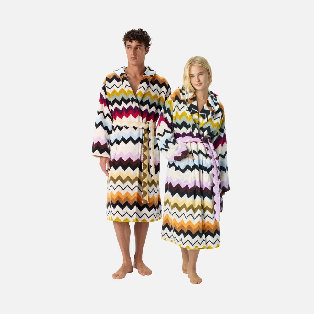 Murrina Multicolour Zigzag Cotton Bathrobe