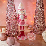 White & Pink Candy Nutcracker Decoration – Small Resin Figurine