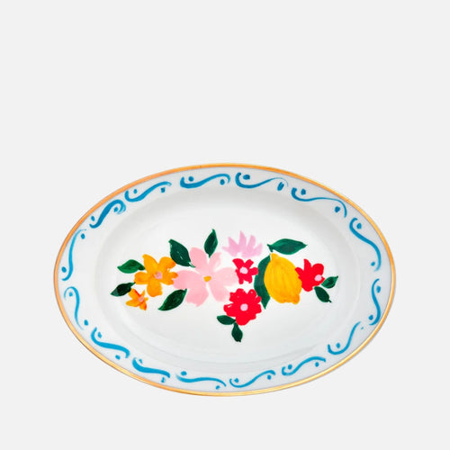 Oval Tray Flowers and Lemons