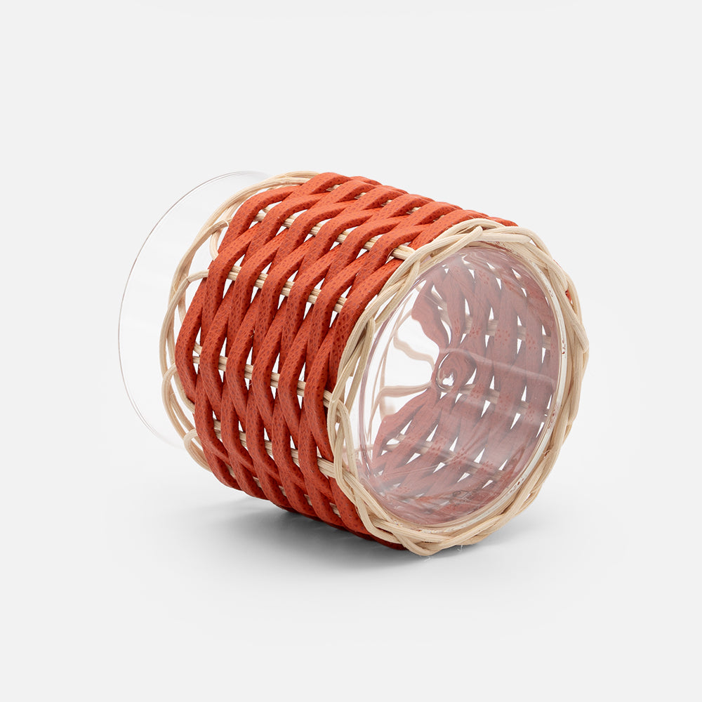 Wideville Leather & Rattan Candle Holders (Mango)