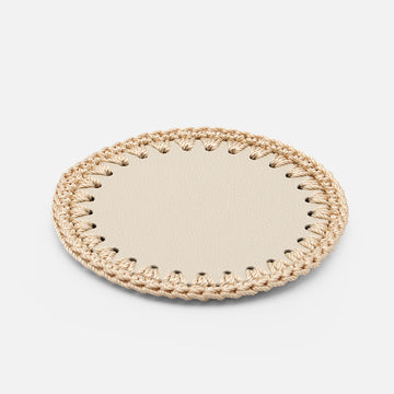 Rochelle Leather & Crochet Coasters Set of 6 (Ivory)