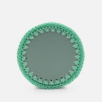 Rochelle Leather &amp; Crochet Coasters Set of 6 (Mint)
