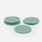 Rochelle Leather &amp; Crochet Coasters Set of 6 (Mint)