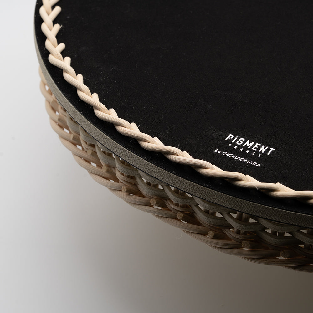 Orsay Rattan Round Tray Ivory (Large)