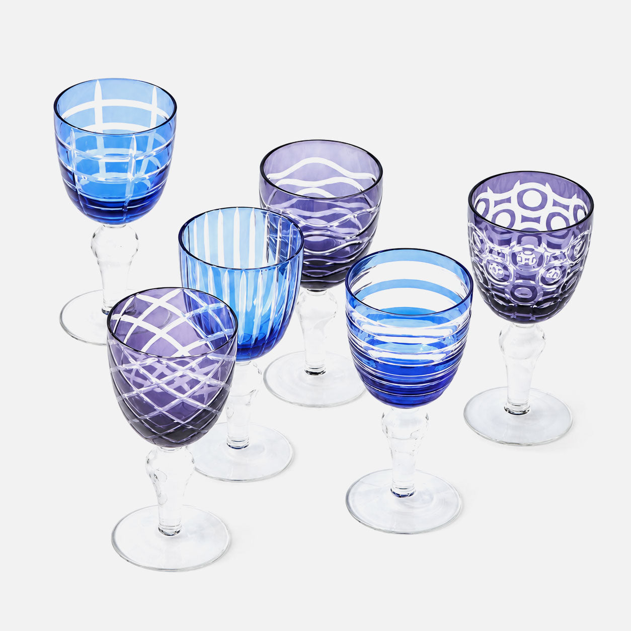 Pols Cobalt Mix Wine Glasses – (Set of 6)