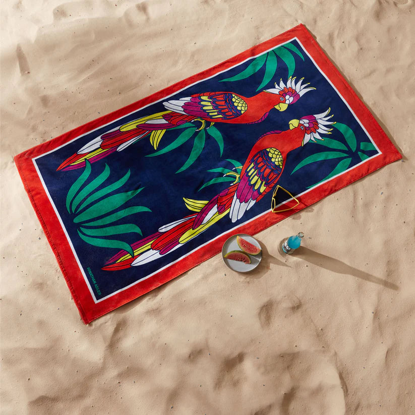 Animalia Parrots Beach Towel, 100x180cm