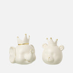 Elephant Head Piggy Bank – Ecru/Gold Large, Set of 2