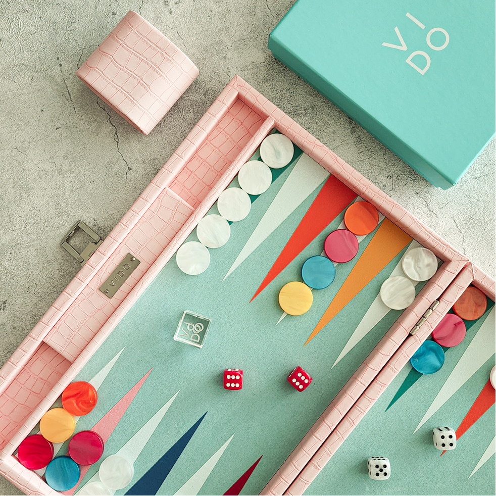 Pink Crocodile Medium Backgammon