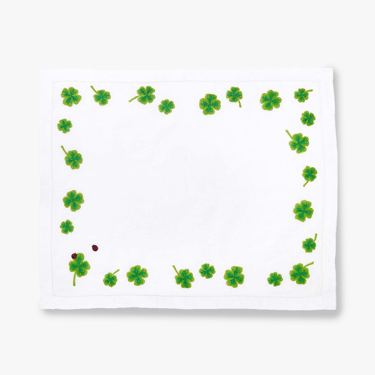 Waww La Table Lucky Clover white linen placemats by Aurélie Bidermann, set of four, front view