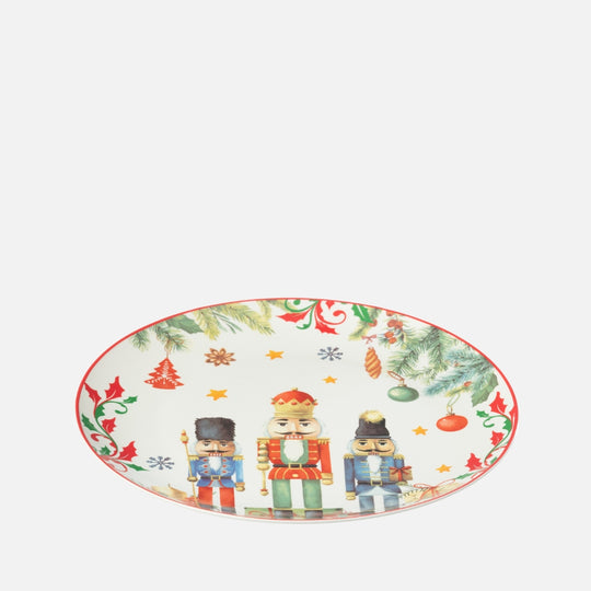 Nutcracker Round Ceramic Plate – White Large Gift Box Plate
