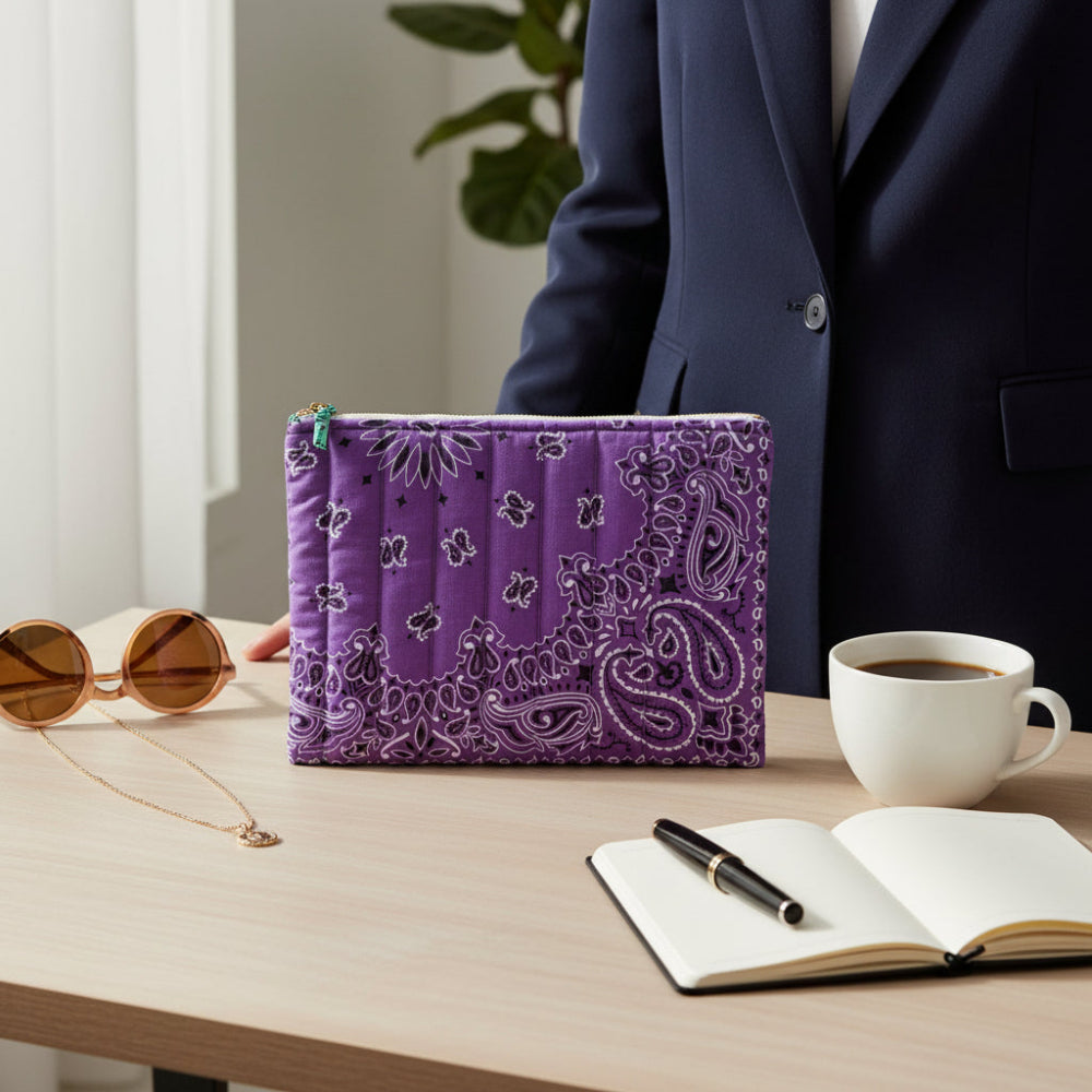 Call It Pochette Zippée Matelassé - Colombelilas/ Mint Quilted Zip Pouch