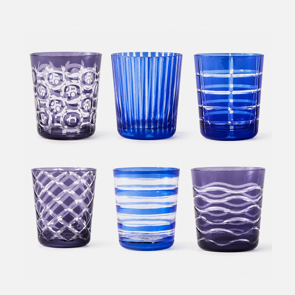 Cobalt Mix Glass Tumblers – (Set of 6)