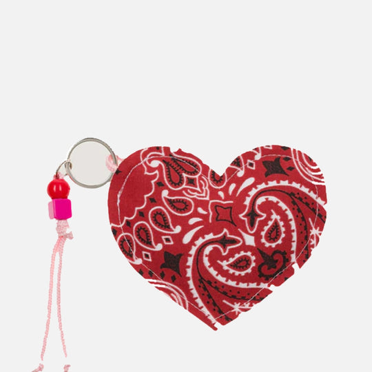 Porte-Cles-Coeur- vintage red/pale pink