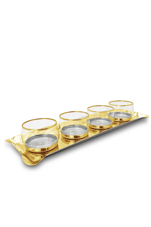 Quadro 4 Section Serving Platter, Gold