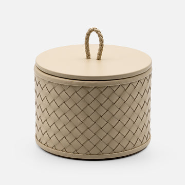 Jana Handwoven Round Box Smooth Leather