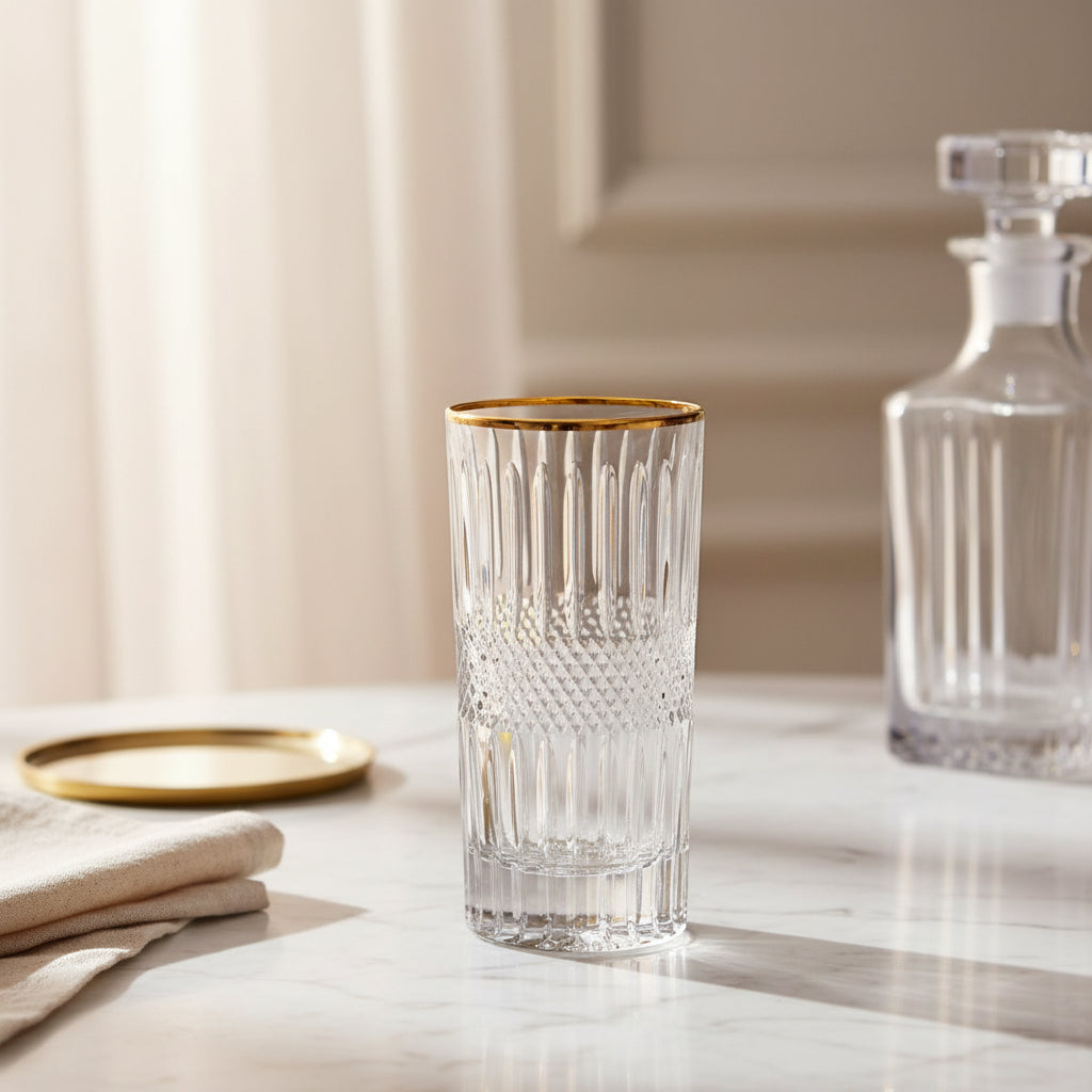 Old Fashioned glass with Gold Rim