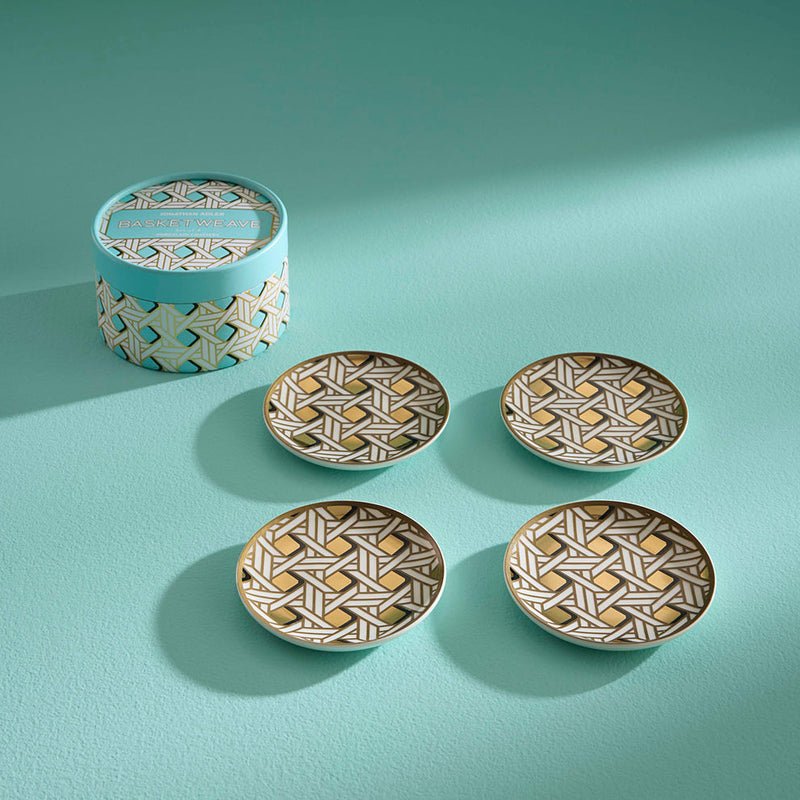 Basketweave Coaster, 10cm, Set of 4