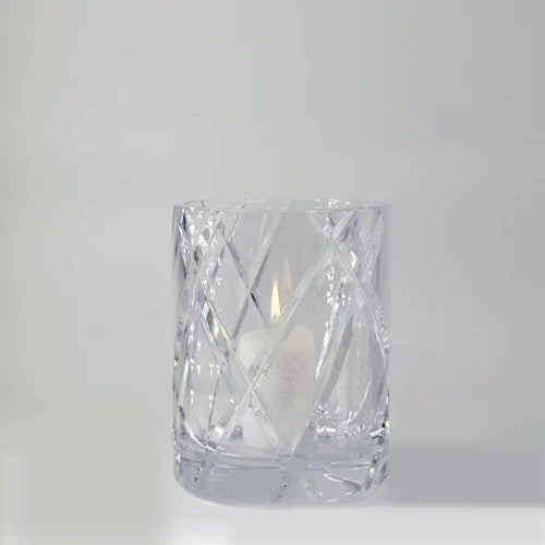 Hurricane Crystal Lamp Medium – Hand-Cut Candle Holder