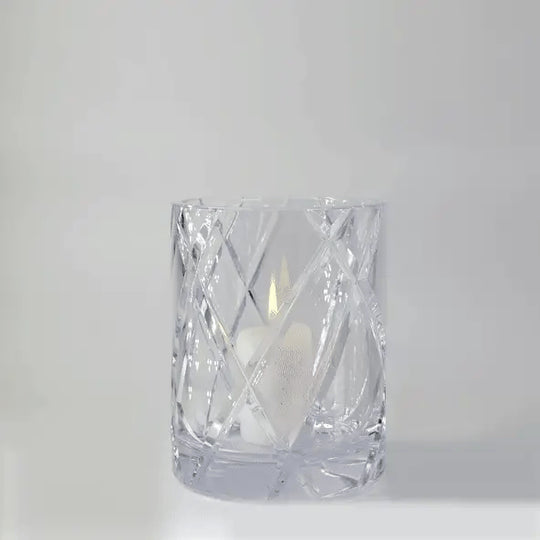 Hurricane Crystal Lamp Medium – Hand-Cut Candle Holder