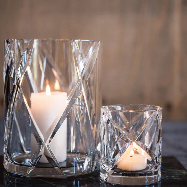 Hurricane Crystal Lamp Medium – Hand-Cut Candle Holder