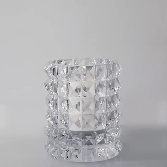 Hurricane Crystal Lamp Medium – Stud Clear Candle Holder