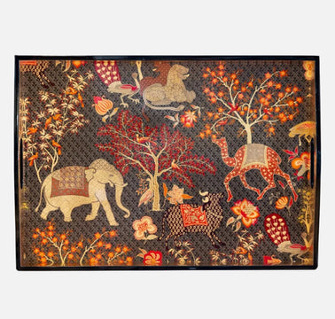 Lacquer Rectangular Tray in “Le Jardin de Mysore” Design