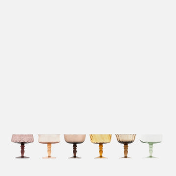 Set of 6 Goblets – Assorted Shapes Blown Glass, 11 cm