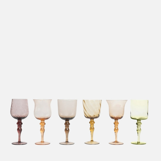 Set of 6 Goblets – Textured Blown Glass, 23 cm