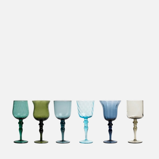 Set of 6 Goblets – Textured Blown Glass, 23 cm