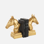 Gold Horse Head Bookends Set of 2 – Decorative Shelf Support