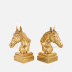 Gold Horse Head Bookends Set of 2 – Decorative Shelf Support