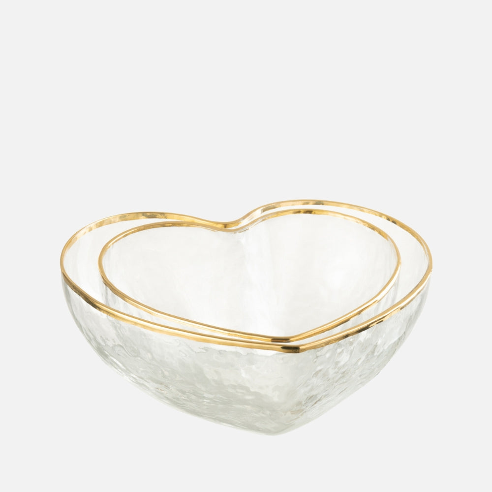 Set of 2 Heart Apero Glass Dishes – Decorative Serving Bowls
