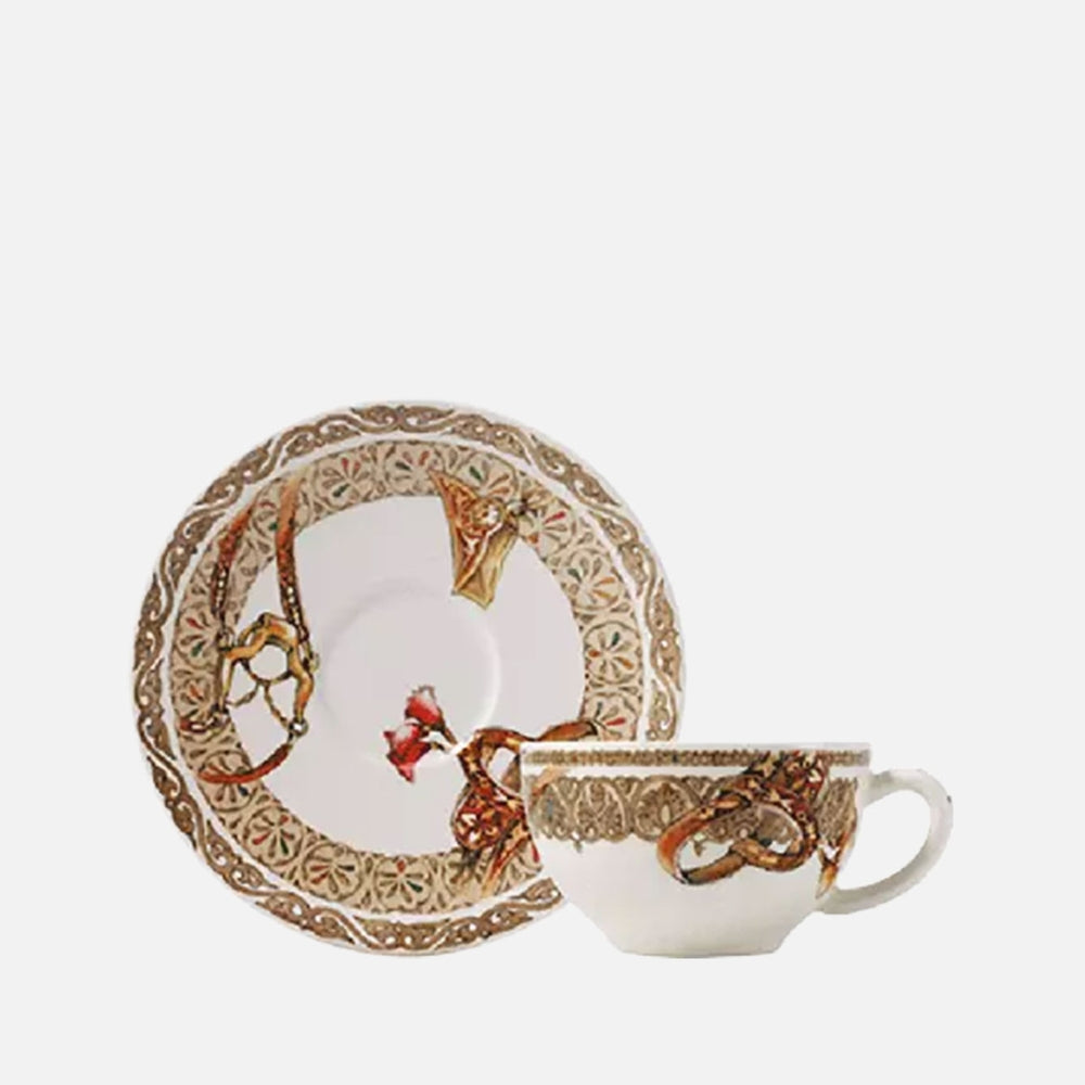 Set of 2 Tea Cups & Saucers - Wind Horses