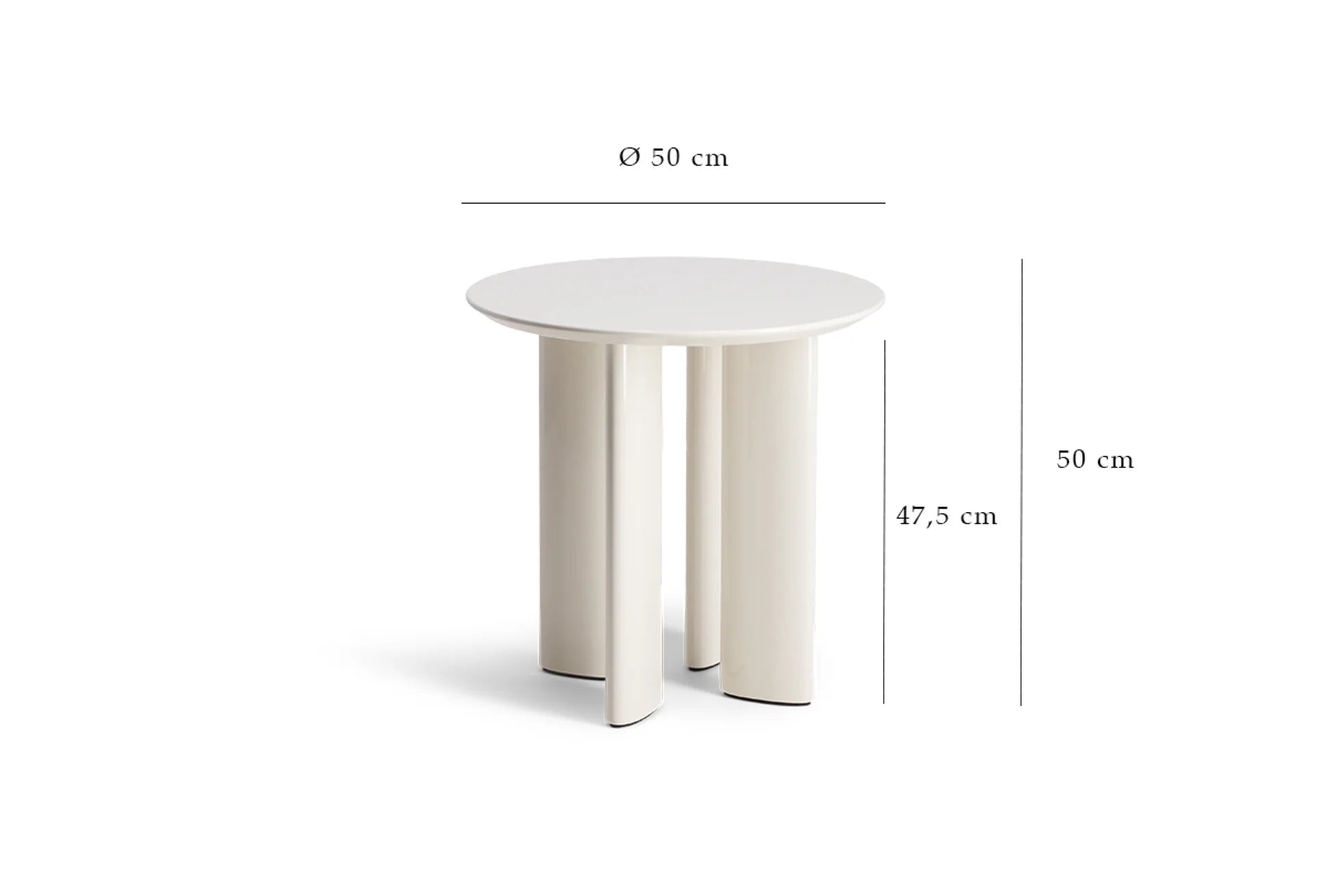Cream white lacquered beech wood side table