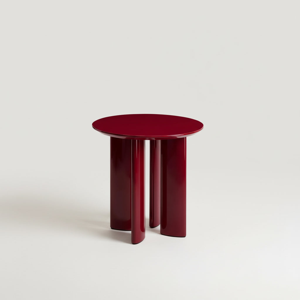 Burgundy lacquered beech wood side table